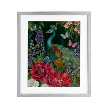 Imagem de Stupell Industries Estampa emoldurada cinza pavão de jardim sob vidro por Nicole Tamarin, 40,6 x 33,5 cm