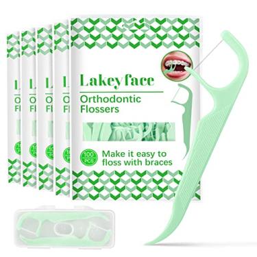 Imagem de Fio dental ortodôntico de 500 unidades para aparelhos com dispensador de fio dental, suspensórios para adultos e crianças, palhetas de fio dental para suporte se encaixa sob o arco, fio dental sem
