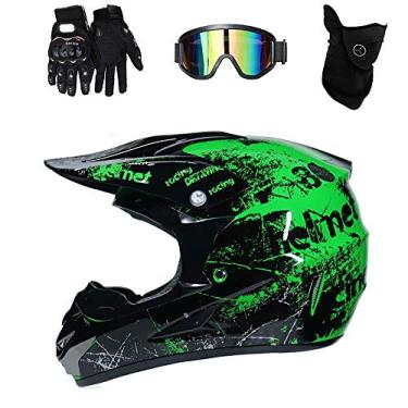 Imagem de TRIPERSON Capacete de motocicleta motocross off-road motocross ATV para homens e mulheres, capacete de competição profissional certificado DOT (verde, médio)