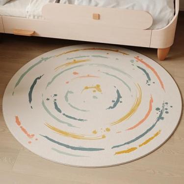 Imagem de Tapetes para sala de estar, tapetes grossos de cabeceira, decoração fofa e redonda para quarto, tapete macio e fofo (200x200 cm/E)