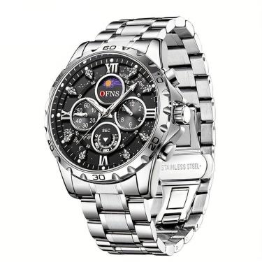Imagem de Relógio Masculino Ofns, Esportivo Luxuoso, Seis Agulhas Multifuncionais Prateado