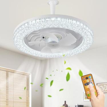 Imagem de Depuley Luz de ventilador de teto de soquete: Mini luz de ventilador de teto LED com joystick - Ventilador de teto de 22 W para quarto, cozinha, garagem, pátio - Ventilador de 3 CCT com controle