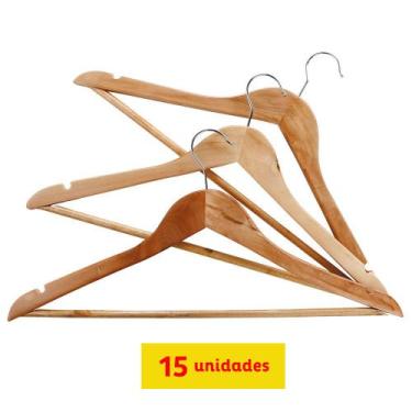 Imagem de Kit com 15 cabides de madeira - Casa & Video