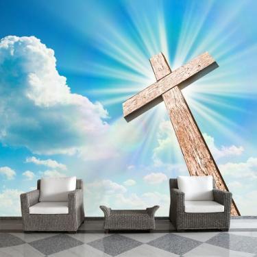 Imagem de Papel de Parede Cruz Cristo Religião Igreja Fé Sala Painel - 399pcp - 