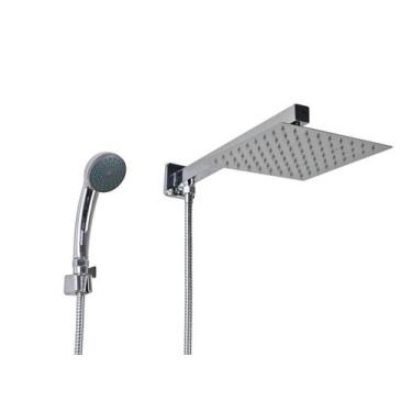 Imagem de Ducha Inox 20x20 cm c/ Desviador e Ducha de Mão em ABS com Trava - AMG
