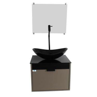 Imagem de Gabinete Armário Banheiro 40Cm Cuba Oval Preta - Cubas E Gabinetes