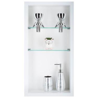 Imagem de Nicho Para Banheiro Em Porcelanato Polido Com Prateleira De Vidro (Bra