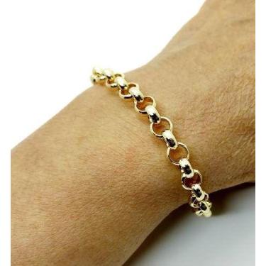 Imagem de Pulseira de Elos Portugueses 8mm Banho Ouro 18k 3736 - Très Chic Joias