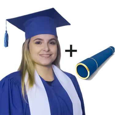 Imagem de Kit 10 Capelo para Formatura Adulto +10 Canudo - Levitali, Capelo azul