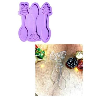 Imagem de R583 Molde de silicone colher patê natal resina decorar - confeitaria 
