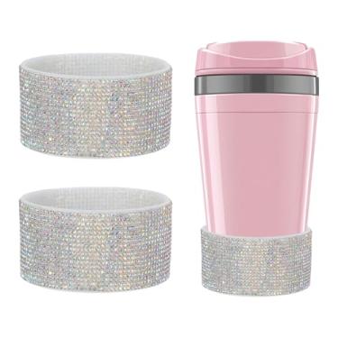 Imagem de YELARXI Bota de silicone com glitter, botas protetoras de diamante, protetor antiderrapante brilhante com fundo de 7 cm - adequado para (garrafa de água Stanley Tumbler), pacote com 2 e 567 a 850 g e