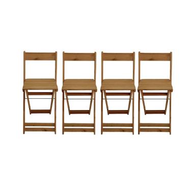 Imagem de Conjunto 4 Banquetas Alta Dobráveis Bar Balcão Em Madeira Mel