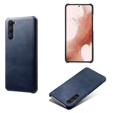 Imagem de Capa para Samsung Galaxy S24 PRO,Proteção contra quedas,Casca de volta de cor sólida simples,Design de couro de imitação de plástico-Blue