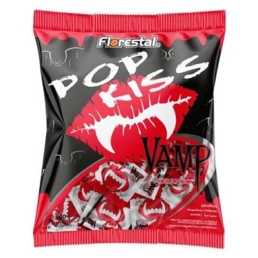 Imagem de Pirulito pop kiss vamp sabor morango 500g florestal