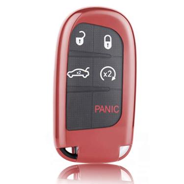 Imagem de WORCAS Capa de chave de controle remoto inteligente de TPU para Chrysler 200 300 Dodge Charger Challenger Dart Durango Journey, Grand Cherokee Renegade Fiat Freemont (2/3/4/5 botões) (rosa)