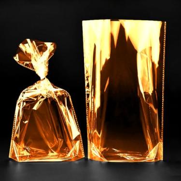 Imagem de SIPRKAICT Sacos de celofane amarelo com gravatas, 15 x 23 cm, 100 peças, sacos plásticos de presente de violoncelo para doces, biscoitos, brindes de festa