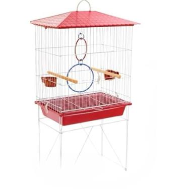 Imagem de Gaiola Viveiro Calopsita Com Bandejas Laterais C/Pé Grande AgapóRnis Aves Mansas Duplex/Triplex(VIVEIRO STAR - VERMELHO)