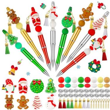 Imagem de Canetas dobráveis CZWZ Christmas com miçangas de silicone multicoloridas 8P
