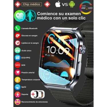 Imagem de Monitor de pressão de glicose no sangue Smartwatch SACOSDING ECG