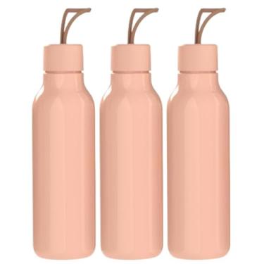 Imagem de Kit 3 Garrafinhas De Água Infantil Squeeze 700ml BPA Free Escritório Academia Escola Resistente (Rose)