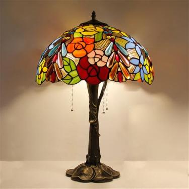 Imagem de Lâmpada De Mesa LED De Vidro Colorido Criativo Retrô Americano Adequado Para Sala De Estar, Estúdio, Quarto, Villa, Iluminação De Decoração De Hotel (Estilo 14)