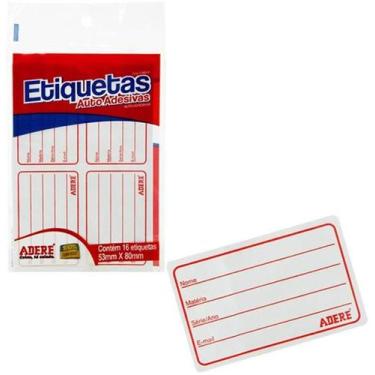 Imagem de Etiqueta Vermelha Autoadesiva Escolar Kit Com 16 Pecas 53x80 - Adere