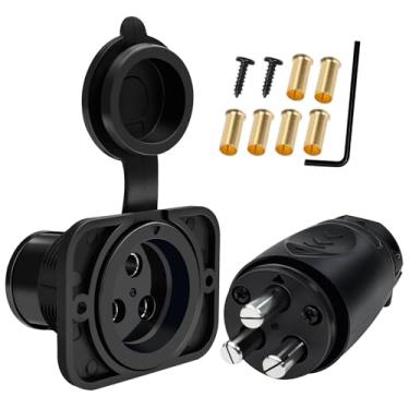 Imagem de Receptáculo de plugue de motor de pesca 70A impermeável resistente 12-48V para sistemas de 2 ou 3 fios compatíveis com Minn Kota Marine Boat (preto)