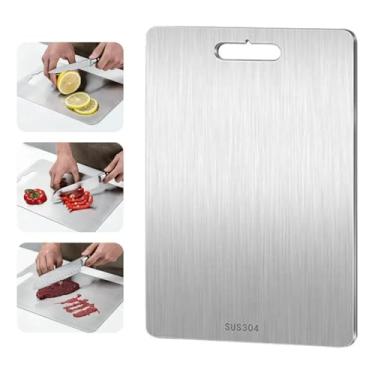 Imagem de Tábua de Corte Aço Inox 304 Premium Reversível para Carnes, Legumes e Verduras - Retangular, Higiênica e Durável para Cozinha (36x25cm)