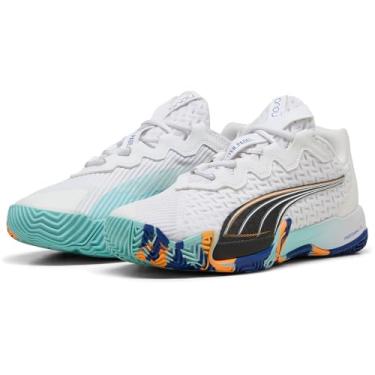 Imagem de PUMA Tênis unissex Nova Elite, Puma Puma Branco Preto Vívido Azul Heat Fire, 40 EU