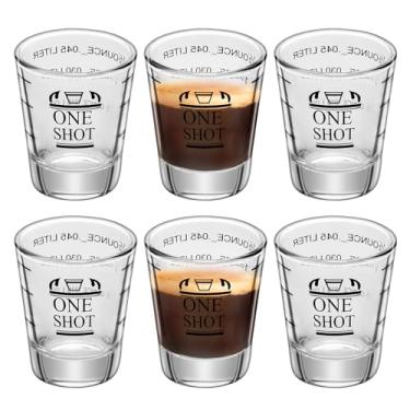 Imagem de 6 peças de copos de shot de 42,5 g, copo medidor, líquido pesado, copo de vinho, café expresso, acessórios de coquetel, dose de medição reutilizável, escala preta de 45 ml (6)