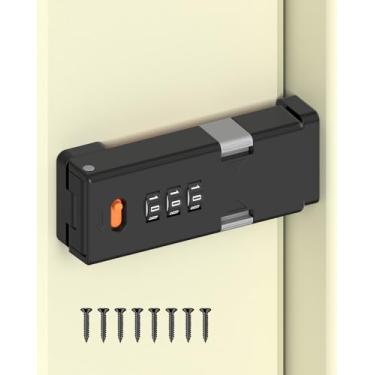 Imagem de MeBantoo Fechadura de combinação de porta de celeiro de 90 graus, fechadura de segurança doméstica sem chave com senha de 3 dígitos para armário de cozinha, gaveta, armário, portas de armário