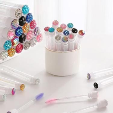 Imagem de Conjunto de 48 varinhas de rímel descartáveis atualizadas, rímel de diamante para mulheres e meninas - inclui 24 pincéis para cílios de cristal e 24 porta-chaves reutilizáveis tubos de escova vazios