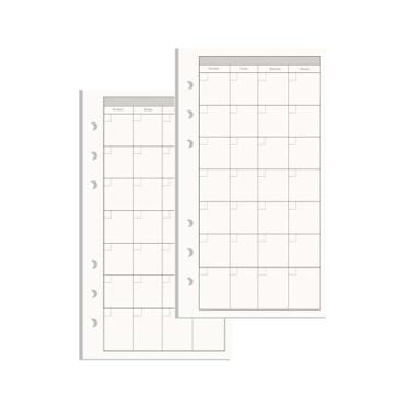 Imagem de NatSumeBasics Refil de papel A6 de 8,9 cm x 16,5 cm sem data para fichário mensal, insere 90 folhas, 6 furos, para diário de viagem pessoal (2 A6 mensais)