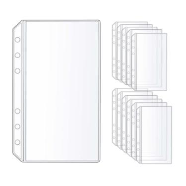Imagem de 12 bolsos A6 transparentes frente e verso, 2 bolsos, envelopes de orçamento para cadernos de 6 anéis, organizador de cadernos, fotos, cartões (2 lados, 2 bolsos)