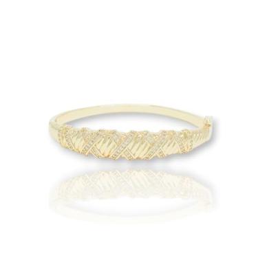 Imagem de Bracelete Luxo Entrelaçado Folheado a Ouro 18k, 16cm, com Fecho de Lagosta, Dourado