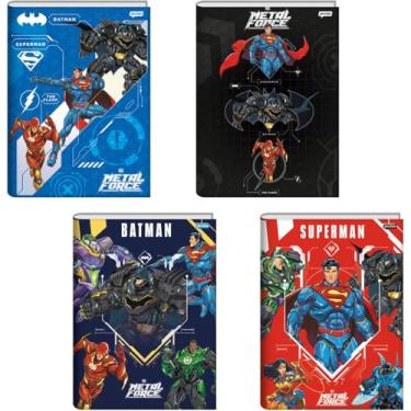 Imagem de Caderno Brochura 1/4 Capa Dura 80 Folhas Liga da Justiça FSC Jandaia, Pacote com 5 unidades