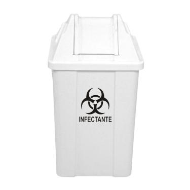 Imagem de Lixeira Basculante 60 Litros c/ Adesivo Descarte Coleta Seletiva Branca JSN