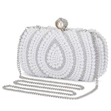 Imagem de UBORSE Bolsa clutch com contas para mulheres formais para noivas, Prata, 7.9 x 3.9 x 2.4 inches