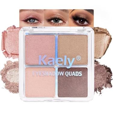 Imagem de HHLTOH Paleta de sombras de olhos em pó marrom escuro e rosa nude, 4 cores, paleta de sombras de olhos para mulheres, altamente pigmentada, à prova d'água, paleta de sombras de ojos, vegana, 06