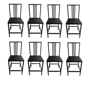 Imagem de Kit 8 Cadeiras Luxo Reforçada Para Cozinha E Sala Jantar Assento Preto