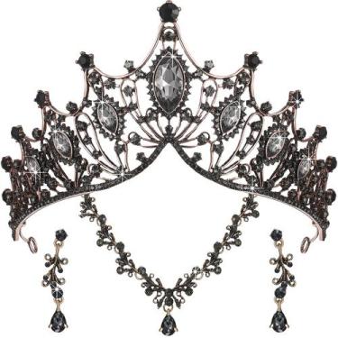 Imagem de Conjunto de joias Hicarer Baroque Queen Crown Tiara Brincos e Colar