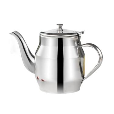 Imagem de Fenteer Pote de óleo de aço inoxidável, despejador de vinagre, sem derramamento, fácil de limpar, pote de armazenamento de azeite, anti-gotejamento para, 1635ml