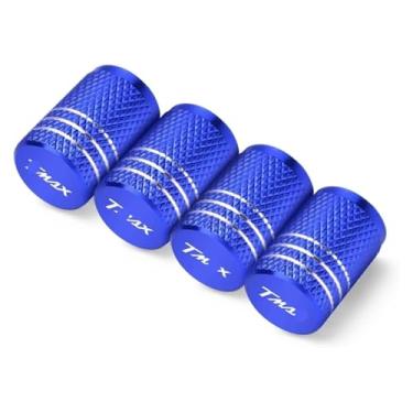 Imagem de Compatível com T-Max 500 TMAX 500 560 TMax 530 Acessórios de motocicleta Tampas de haste de válvula de pneu de roda CNC capas herméticas tampas à prova de poeira (4 peças azuis)