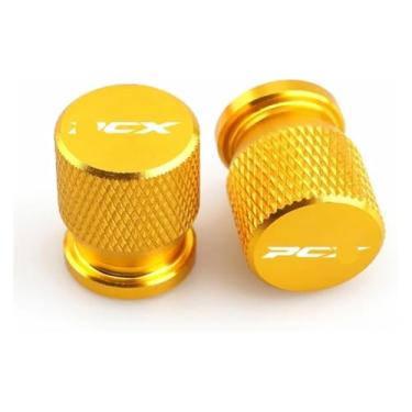 Imagem de Compatível com PCX 125 PCX125 PCX 150 PCX150 PCX 160 PCX160 tampas de válvula de alumínio conjunto de tampas de pneu capas resistentes à corrosão (ouro)