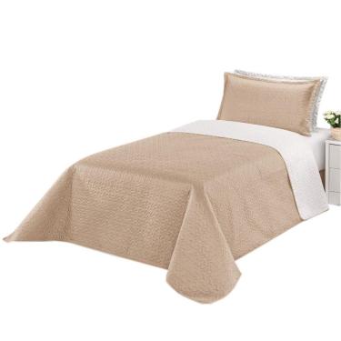 Imagem de Cobre Leito Clara Solteiro- Kaqui / Branco