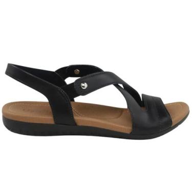 Imagem de Usaflex sandalia rasteira de couro com elastico, Preto, 36