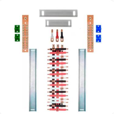 Imagem de Kit Barramento Trifásico Isolado 80A para 36 Circuitos com Placa de Po