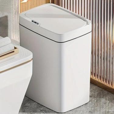 Imagem de Lixeira Automática Sensor Inteligente Branca Recipiente 50L Lixo Balde