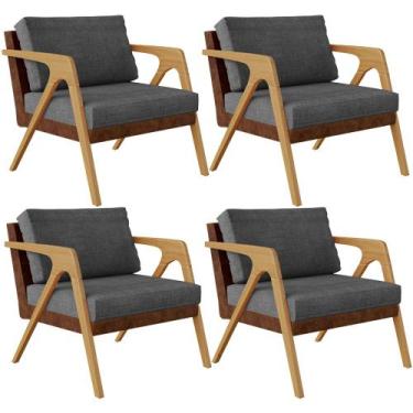 Imagem de Kit 04 Poltronas Decorativas Pietra L02 material sintético Marrom Linh