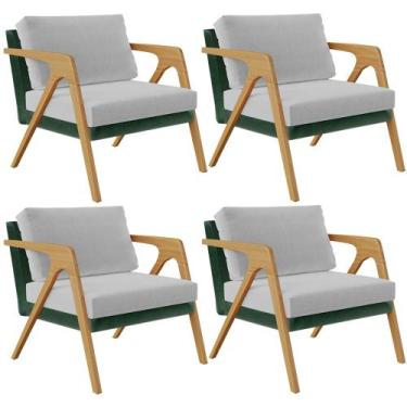 Imagem de Kit 04 Poltronas Decorativas Sala Estar Pietra L02 Facto Verde Musgo L